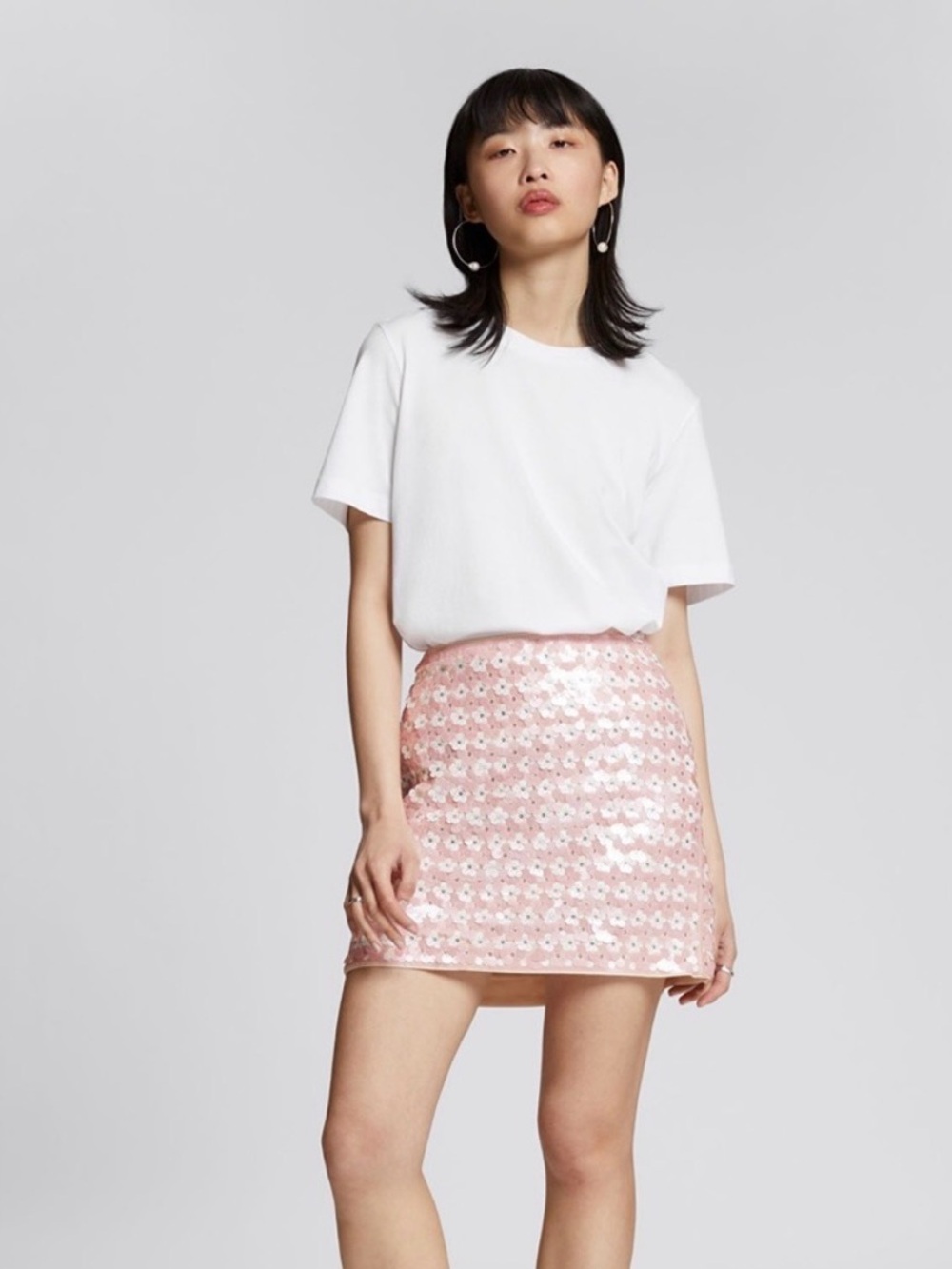 & Other Stories Pink Sequin Mini Skirt
